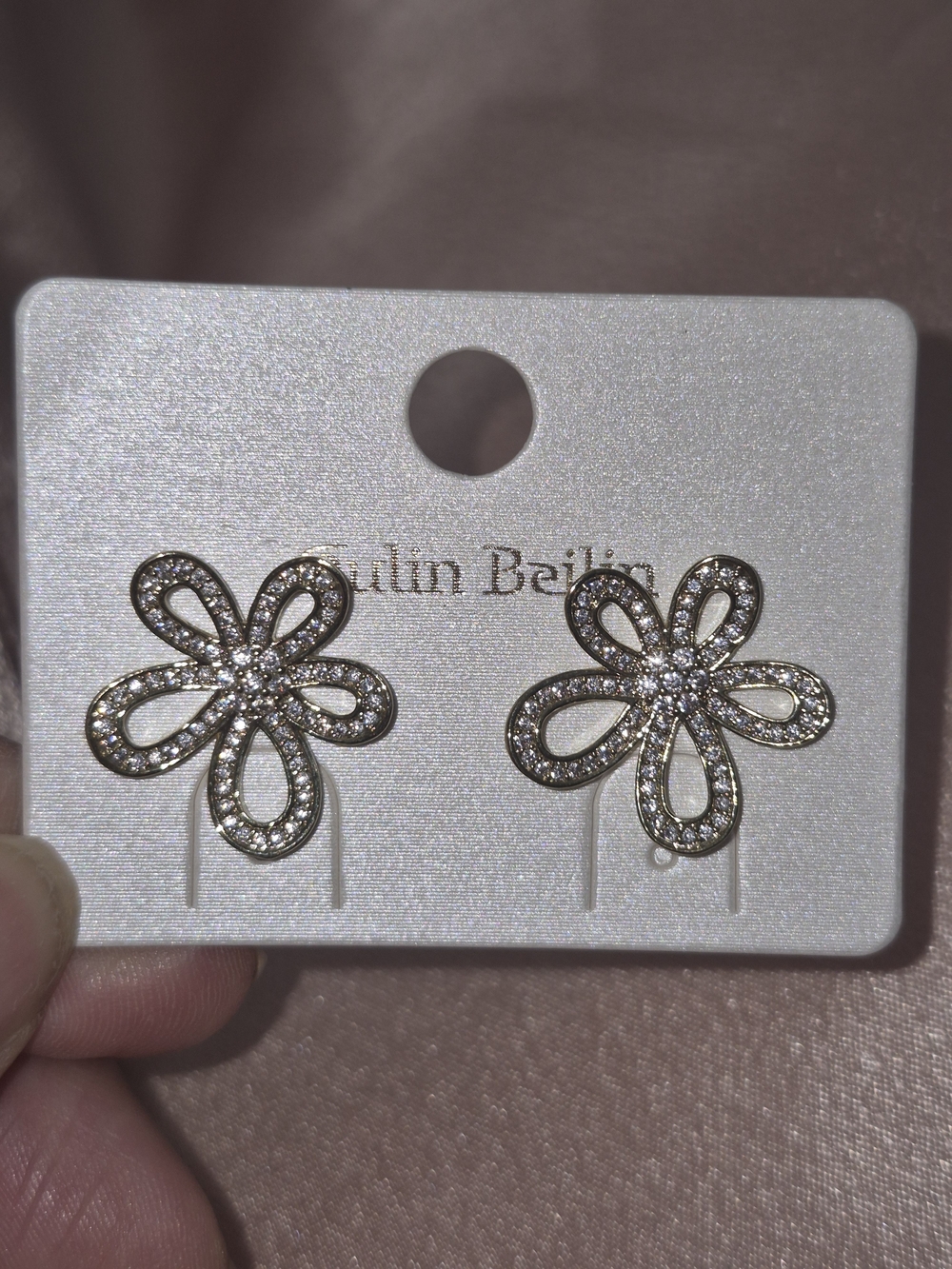 Gold Plated Crystal Flower Stud Earrings